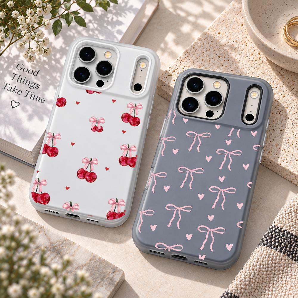 Matte Pc Case - Casing Telepon dengan Hiasan Pita Berbentuk